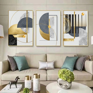 Modern Picture Living Room Decoration Blue Green Yellow Gold Plant Leaf Nordic Print canvas wall art abstract