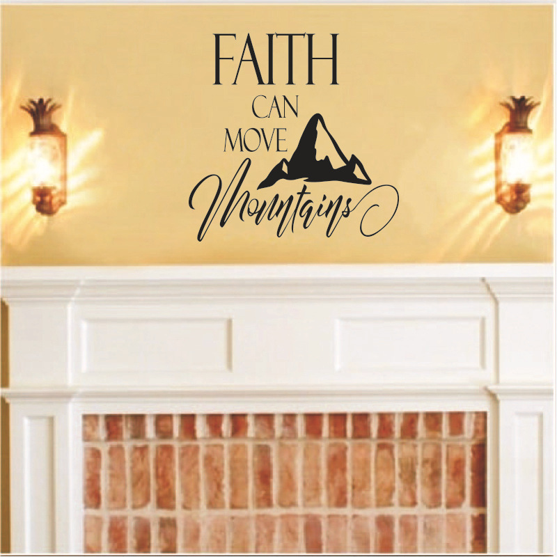 Faith Can Move Mountains Bible Verse Vinyl Wall Sticker Christian Wall Decor For Home Car Laptop Art Decals Bedroom Wall Decal