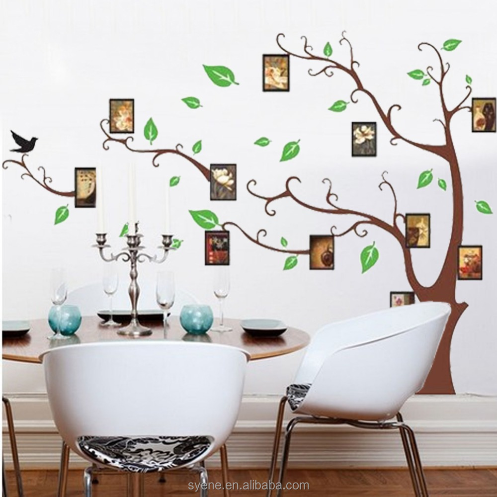 Syene Tree Art Wall Paper Fashion Removable Photo frame Family Tree 3D Vinyl Home Wall Sticker 3d Art Tree Wall Decals