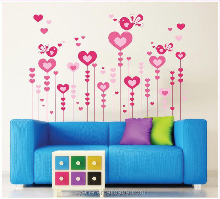 Syene 3d New Design Stickers Flowers Love Heart Wall Papers House Decorations Removable Wall Stickers Romantic