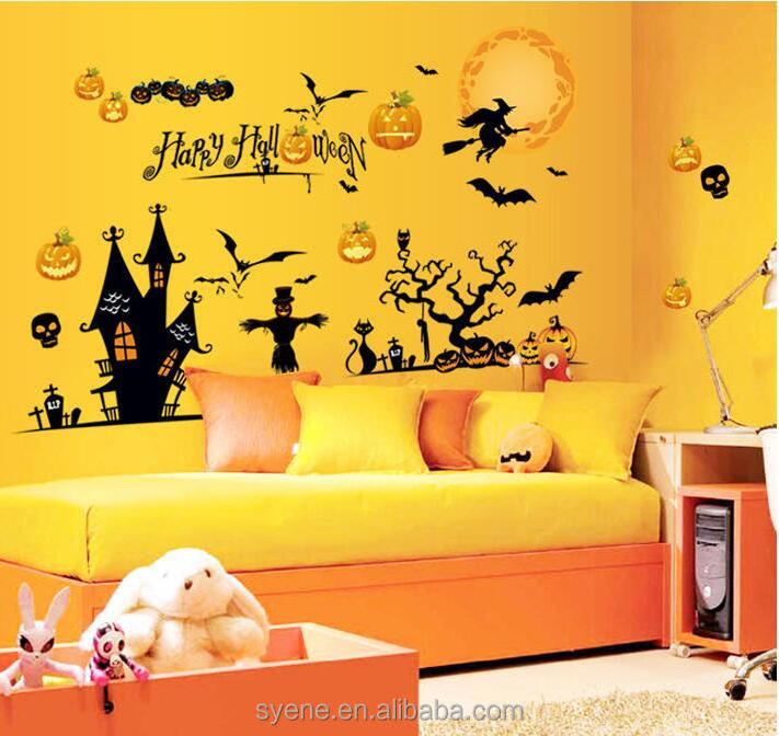 Syene Flying Witches Bats Halloween Wall Decals Happy halloween Home Decor Removable Wall Sticker