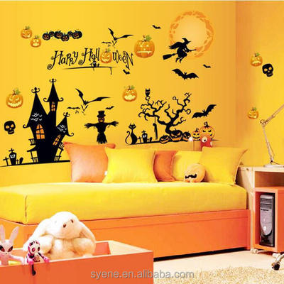 Syene Flying Witches Bats Halloween Wall Decals Happy halloween Home Decor Removable Wall Sticker