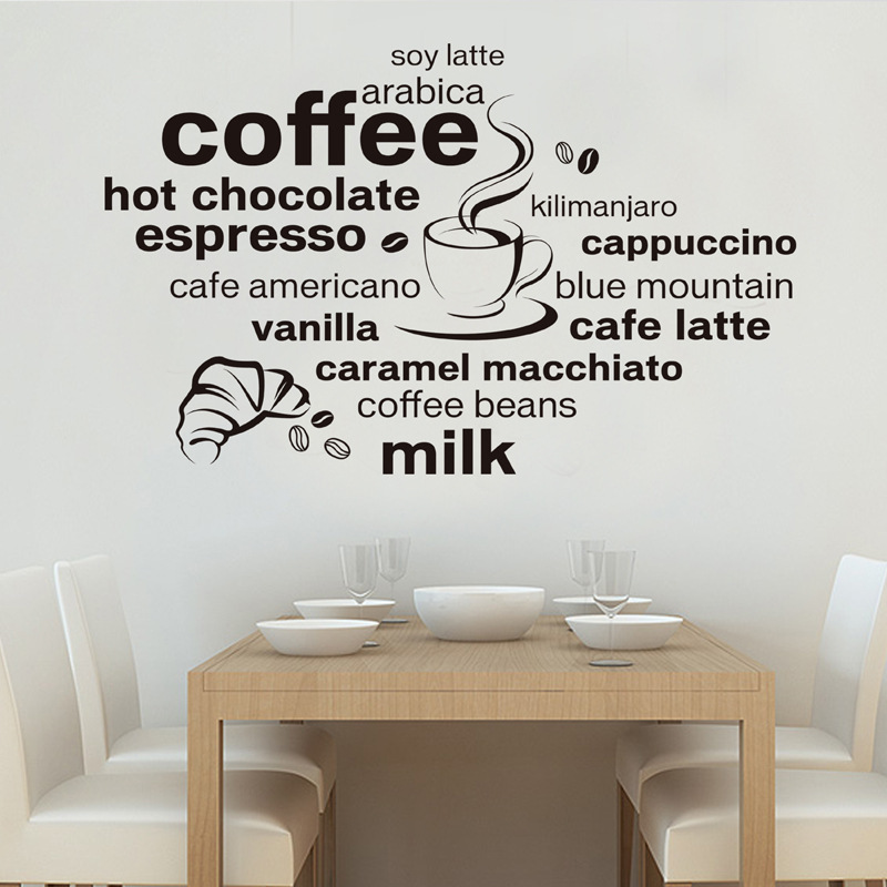 coffee quote wall stickers coffee cup coffee beans wall stickers home decor vinyl home decoration