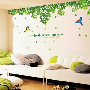 Giant Tree Green Leaves Large Branch Wall Decals Removable PVC Wall Stickers for Living Room Bedroom Bedside Decoration Murals