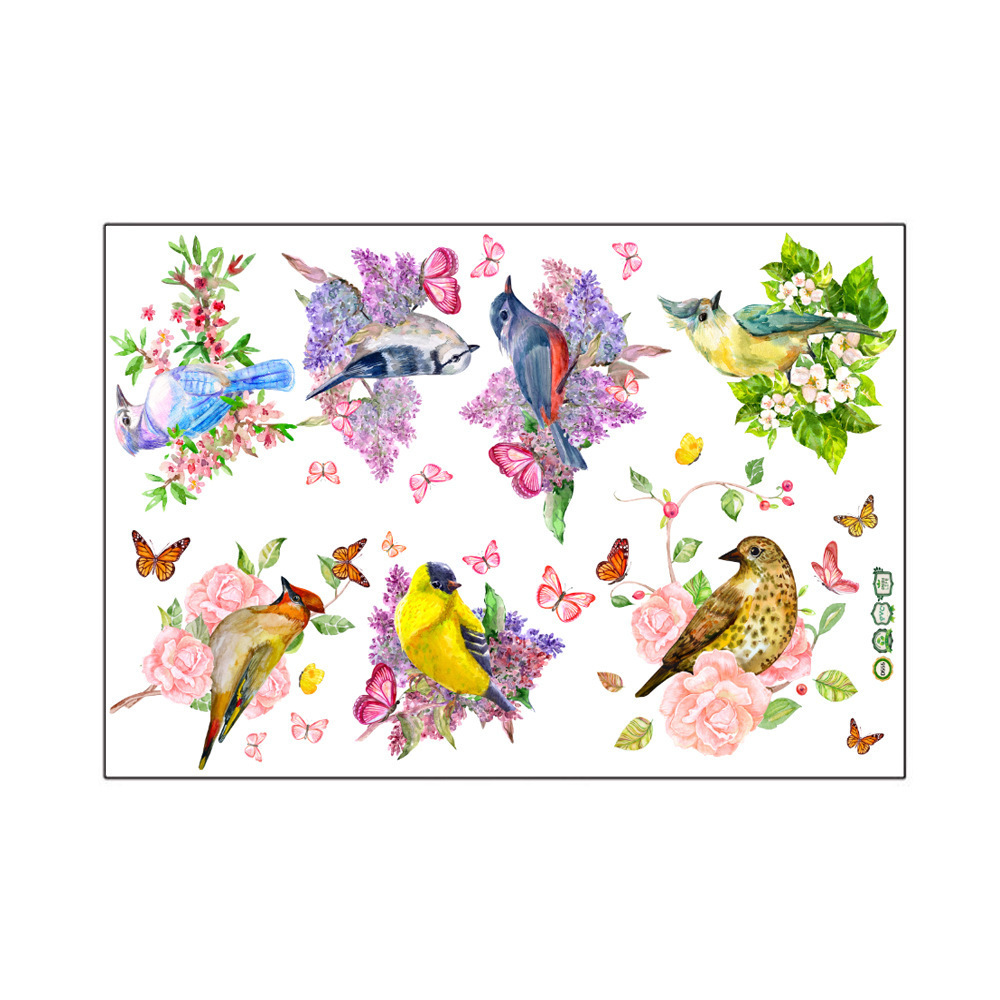 Cockatiel Peony Parrot Wall Sticker Living Room Background Wall Room Decoration Wall Sticker Self-Adhesive Wholesale PVC Sticker