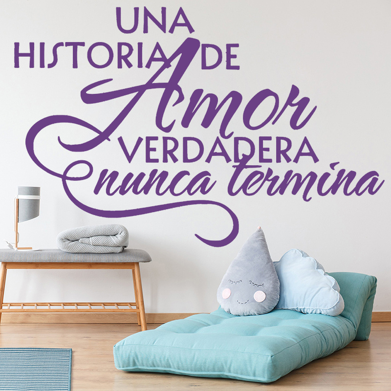 Vinyl Spanish Wall Decal Decor A Real Love Story Never Ends Home Wall Sticker for Lettering Family Bedroom Decor Decals