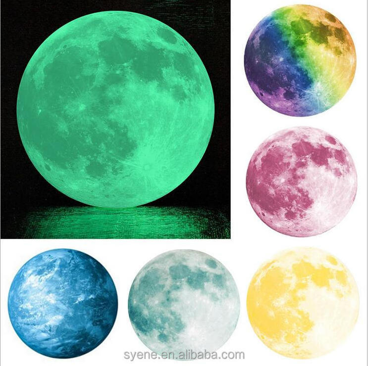 new kids baby room funny glow in the dark sticker moon luminous sticker decal wall paper children gifts bedroom home decor