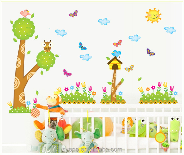 3D Removable pvc wall sticker/wall decal cartoon forest animals tree home decor Kid Nursery room art mural decoration