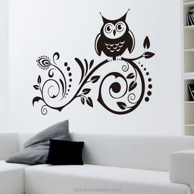 3d wall stickers home decor cartoon design wallpaper art vinyl custom owl tree branch wall stickers decal