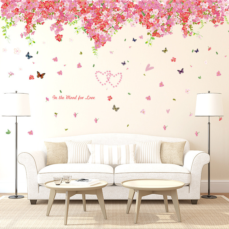 Flower Wall Stickers Vinyl Art Decal For Living Room Decor Floral Wall Mural Decorative Painting For TV Background Wallpaper