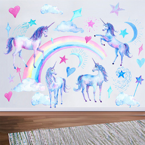 Unicorn Wall Sticker Mural Children's Bedroom Decor Background Wallpaper Arrangement Decal for Home Decor