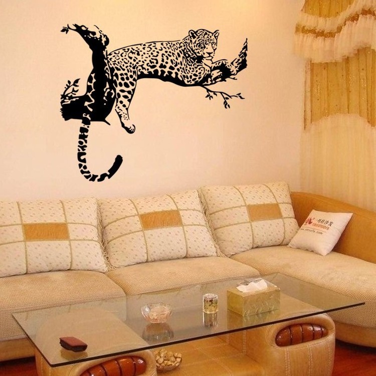 Large Cool Leopard Animal Wall Stickers Removable Wall Decals Art Decorations Decor for Bedroom Living Room Car Murals