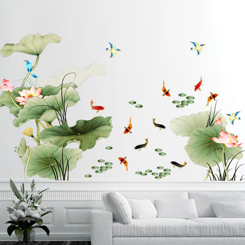 3D Effect Lotus Wall Stickers Large Decorative Stickers Living Room Home Decor Flowers Wall Decals Bedroom Art Design PVC