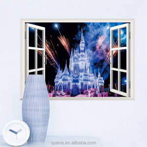 2024 New 3D creative castle window wall sticker kid girls nursery baby room home decor decorative wallpaper for kids room decal