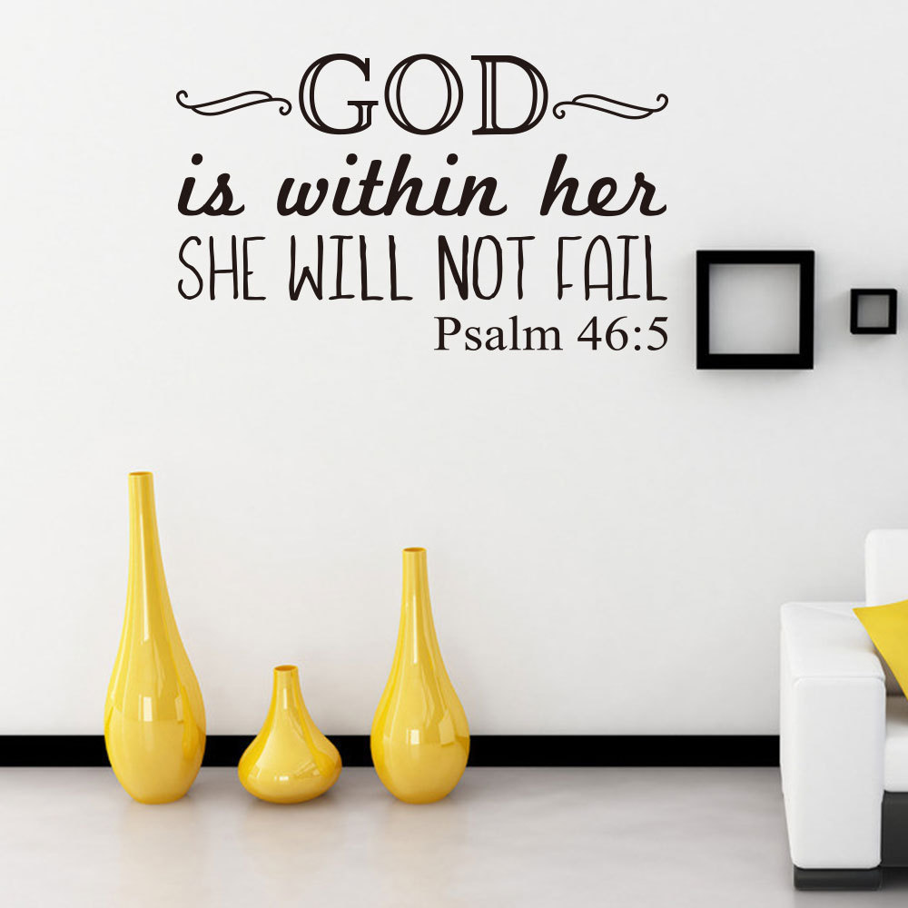 Psalm Bible Wall Decal God is Within Her She Will Not Fall - 46:5 Babys Room Vinyl Wall Decal Removable Home Decor Mural