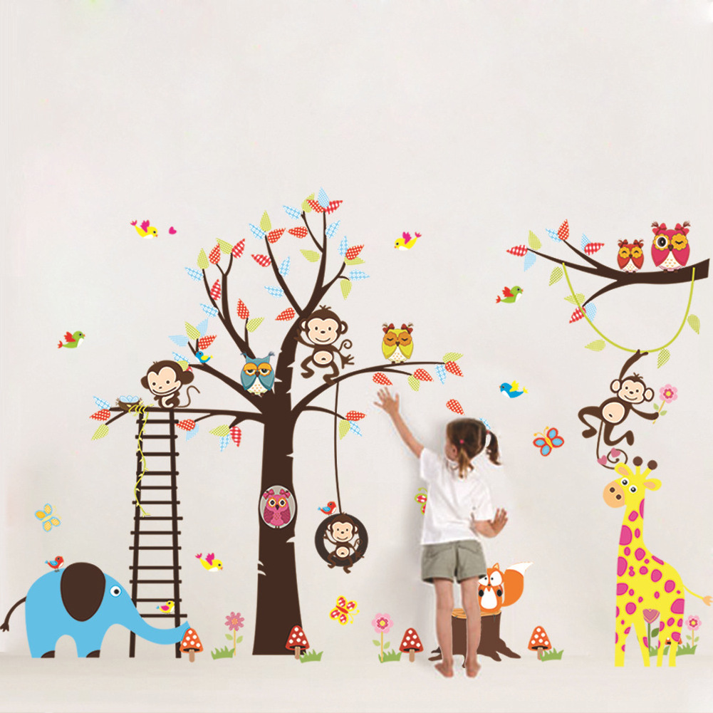 140*235cm Jungle Safari Forest Animal Cute PVC Wall Stickers New Arrival Hot Selling Wall Decals For Home Decor 1213