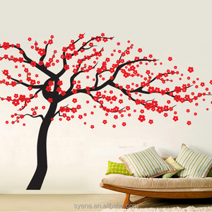 Newest 3d wall sticker sakura tree art vinyl mural flower giant huge large tree wall decoration stickers decal home decor