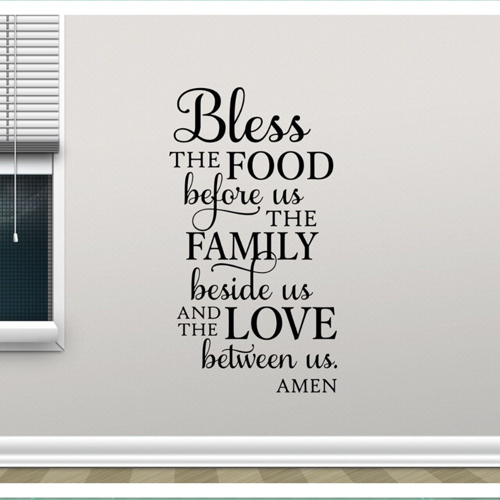 Hot Sales 3D Art Vinyl Wall Stickers 'Bless the Food' Quotes for Home Decor for Living Room and Bathroom