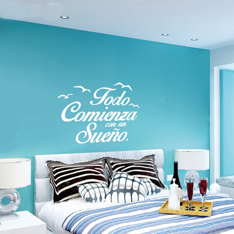 Spanish Wall Decal Vinyl Stickers Motivation Quote Wall Stickers Kids Bedroom Art Decoration