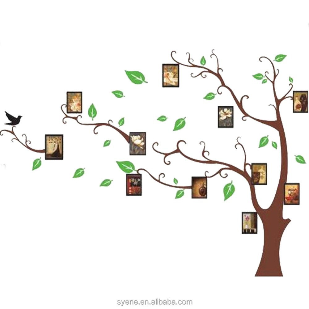 Syene Tree Art Wall Paper Fashion Removable Photo frame Family Tree 3D Vinyl Home Wall Sticker 3d Art Tree Wall Decals