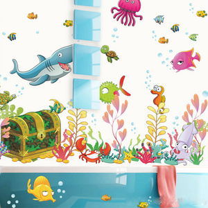 under the Sea Adventure Wall Decals 3D Fish Underwater Stickers Wood and PVC for Kids Bedroom Nursery Bathroom Wall Decor