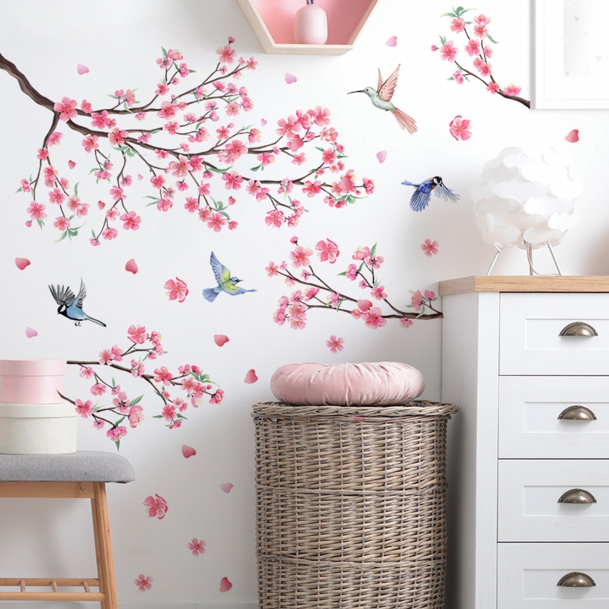 Ink Flower Butterfly Wall Stickers Bedroom Living Room Background Wall Decoration Beautify Waterproof Wall Decals Self-adhesive