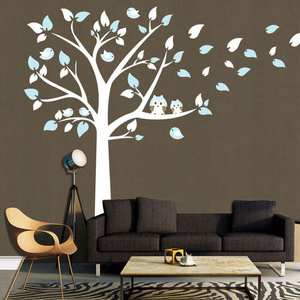 Owl And Branch Wall Sticker Birds Tree Wall Decal With Dragonflies for Baby Nursery Kids Children Room Wall Decoration