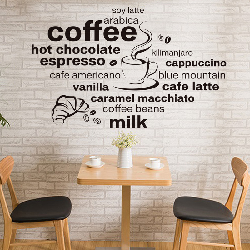 coffee quote wall stickers coffee cup coffee beans wall stickers home decor vinyl home decoration