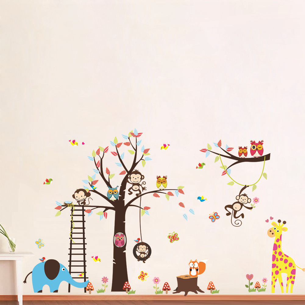 140*235cm Jungle Safari Forest Animal Cute PVC Wall Stickers New Arrival Hot Selling Wall Decals For Home Decor 1213