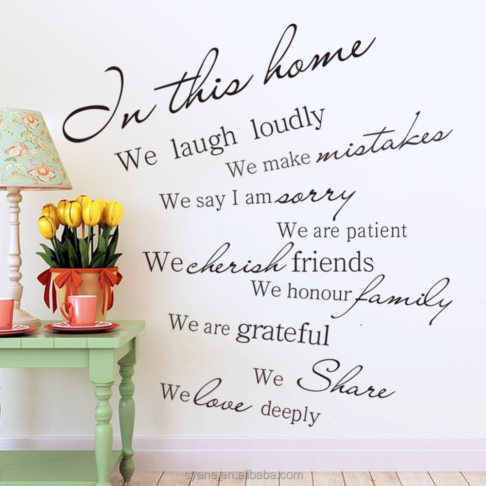 removable sticker paper large wall stickers art vinyl quote in this home we laugh loudly letters mirror decorative wall sticker