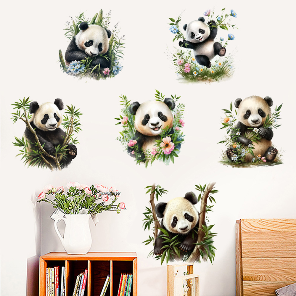 Panda self-adhesive wall sticker kindergarten art background decoration children's room graffiti decoration PVC