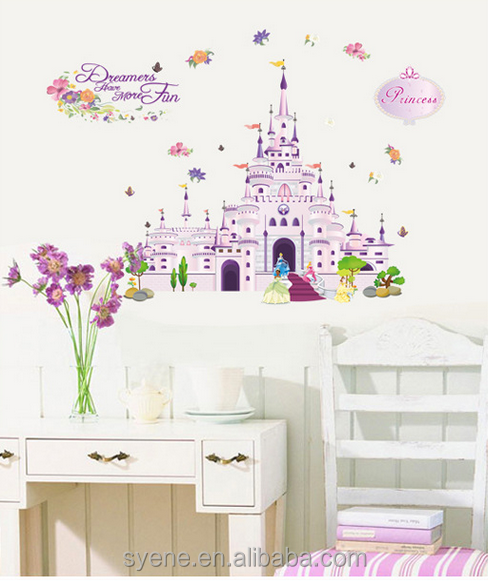 3d kids princess wall stickers nursery flower castle wall sticker decal for baby rooms home decor wallpaper