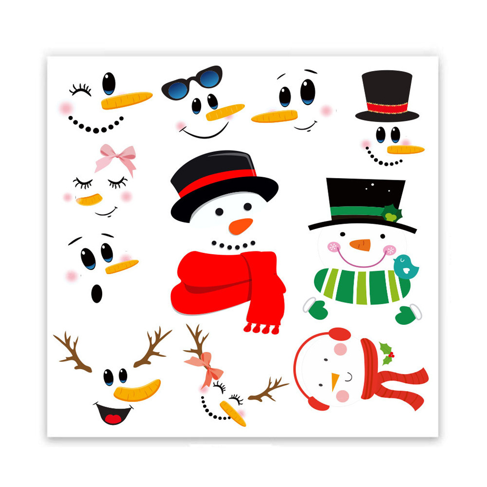 Cross-border ebay hot sale colorful snowman Christmas window wall sticker glass door PVC sticker