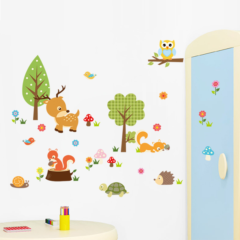 Jungle Animals Stickers Safari Elephant Giraffe Lion Monkey Wall Art Decals for Kids Bedroom Baby Nursery Decor