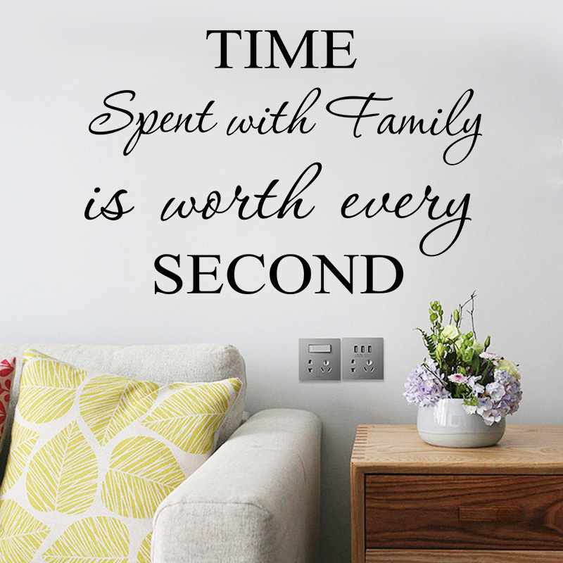 Time Spent with Family is Worth Every Second Giant Great Wall Stickers Removable Art DIY Sticker Home Decal