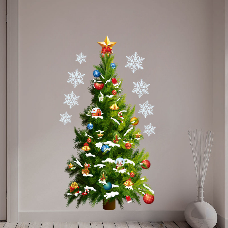 Christmas tree Vinyl Wall Stickers New Year Glass window Home Decor Art Decals 3D Wallpaper decorations for home Mural Poster