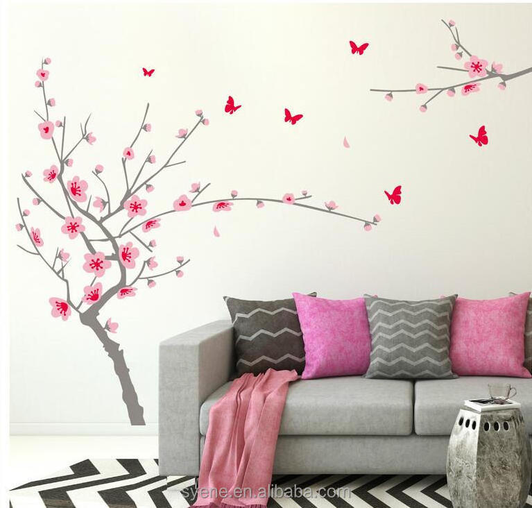 Syene removable living room bedroom TV background Japan cherry blossom beautiful flower wall sticker decal home decor wallpaper