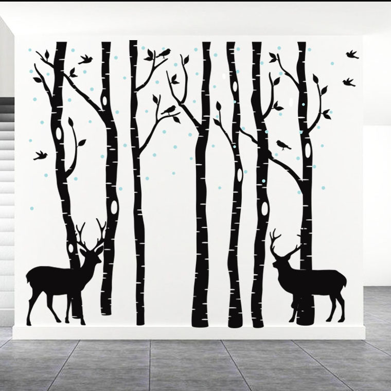 Cartoon Deer Wall Stickers DIY Animal Wall Decals for House Kids Rooms Baby Bedroom Nursery Decoration