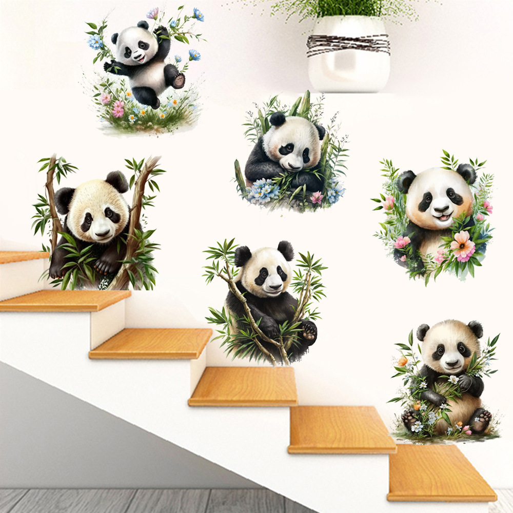 Panda self-adhesive wall sticker kindergarten art background decoration children's room graffiti decoration PVC