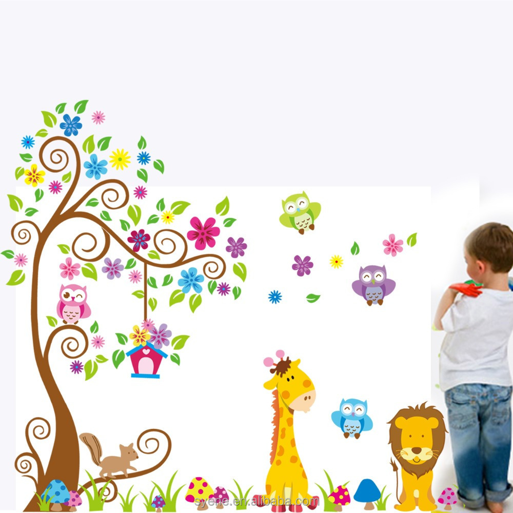 owl tree removable vinyl decal art XL owl tree stickers art removable pvc wall stickers home decor kids room wall decal