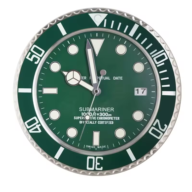 Drop shipping Green Hulk Brand Wrist watch Wall Clock All Metal Material Luxury Date Luminous Clock in wall