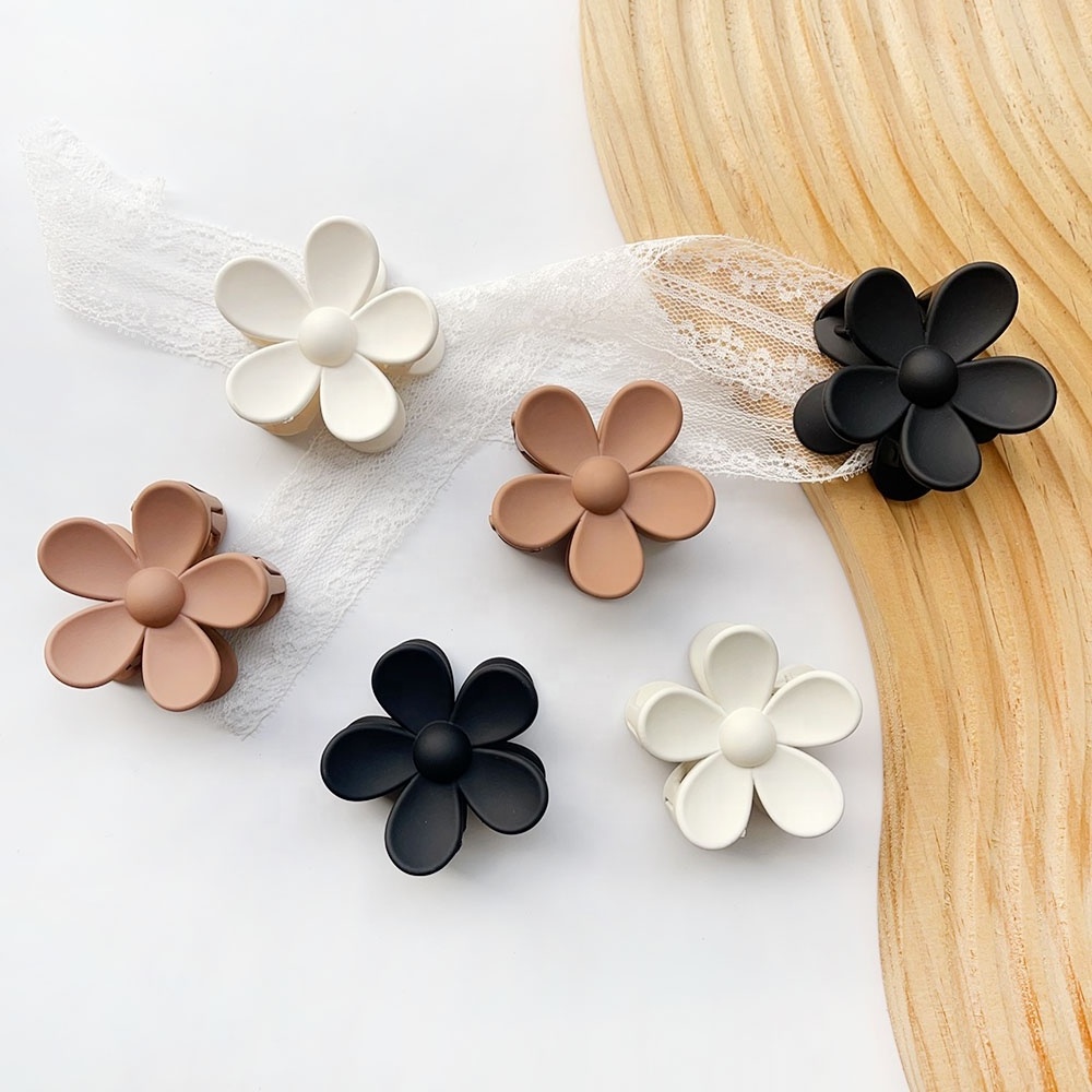 Korean New Flower Hair Claw Colored Milk Coffee Mini Hair Claw Clip Children's and Women's Small Claw Clip