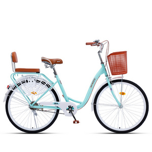 Manned Urban work adult bicycle 24/26 inch lady city bike with front basket