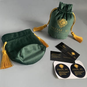 Luxury Custom Dark Green Velvet Pouch Luxurious Velvet Perfume Pouch Bag Perfume Bag With Logo