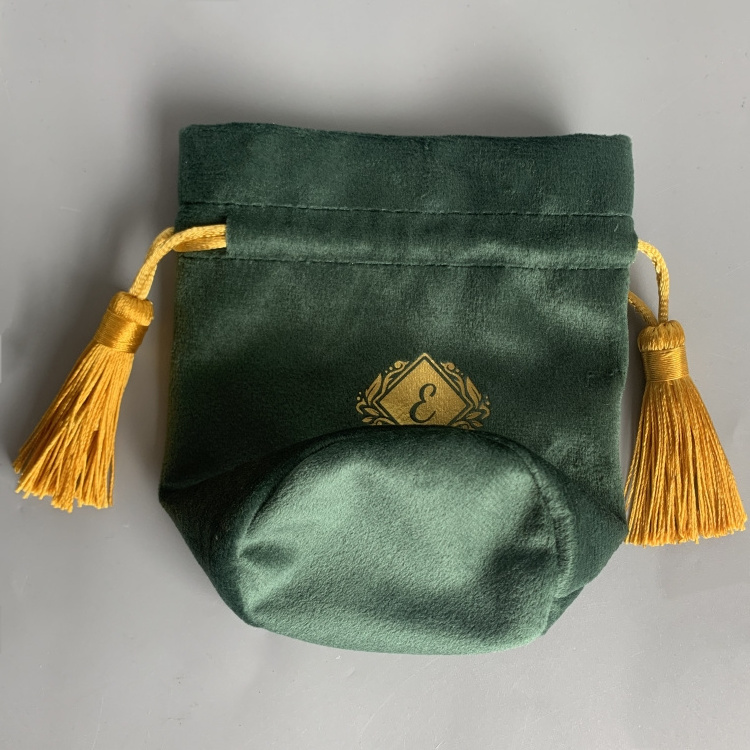 Luxury Custom Dark Green Velvet Pouch Luxurious Velvet Perfume Pouch Bag Perfume Bag With Logo