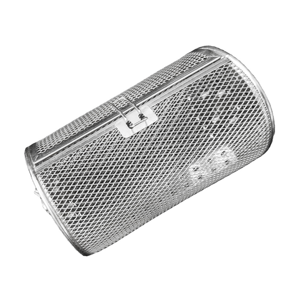 Stainless Steel Wire Mesh Barbecue Net Tube Cylindrical BBQ Grill Rolling Grilling BBQ Basket