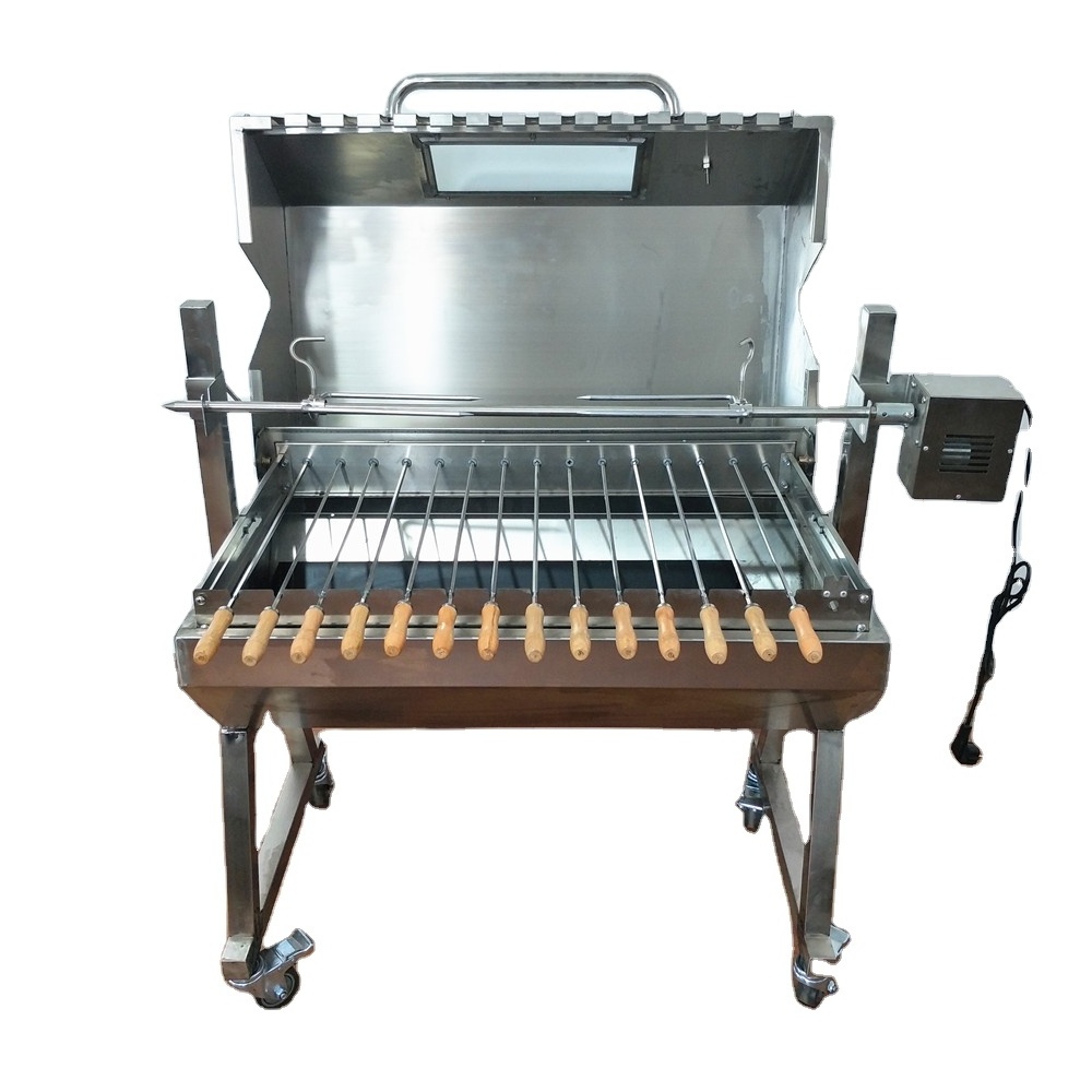 Outdoor Picnic Oven Charcoal BBQ Grill Smoker Trolley Smoker Trailer Vertical Meat Cooker Box