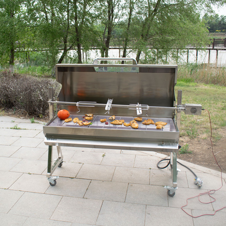 Large Outdoor Stainless Steel bbq Spit Gas and Charcoal Rotisserie Commercial