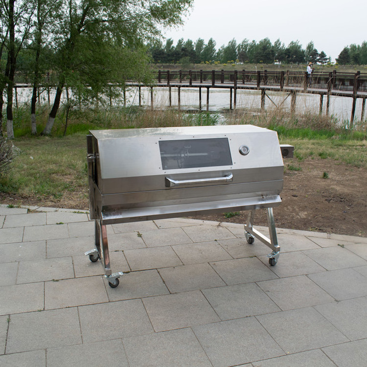 Large Outdoor Stainless Steel bbq Spit Gas and Charcoal Rotisserie Commercial