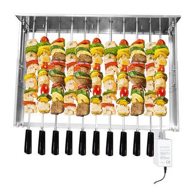 Cyprus Bbq Rotisserie Gear Kebab Skewer Rotating Grill Set Electric Motorized Brazilian Charcoal Grills Stainless Steel 70x40cm